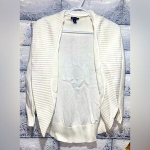 Eddie Bauer Ivory Ribbed Cardigan Medium Open Sweater